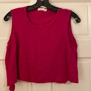 ALC size M raspberry asymmetric sleeveless linen crop top